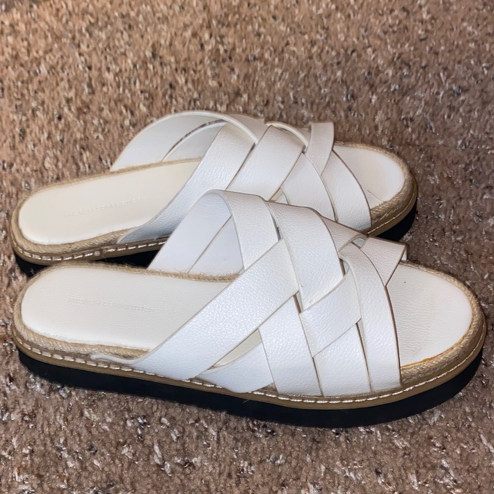 French connection white sandal slides